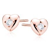 Cercei argint placati cu aur roz inima cu piatra DiAmanti Z1501E-DIA